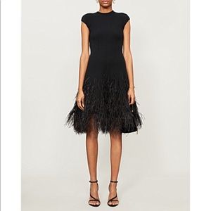 ISO- Oscar de la renta cap sleeve feather dress
